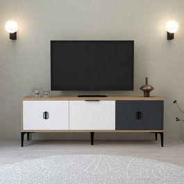 Hanah Home Neva 3501 Soporte para TV Roble, Blanco, Antracita